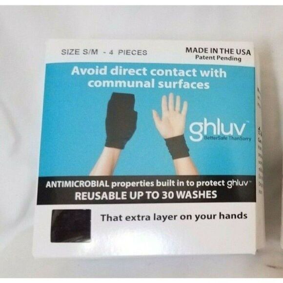 Size S/M Antimicrobial Fingerless Safety Gloves by ghluv Black 2 pair (PPE) - Picture 1 of 5